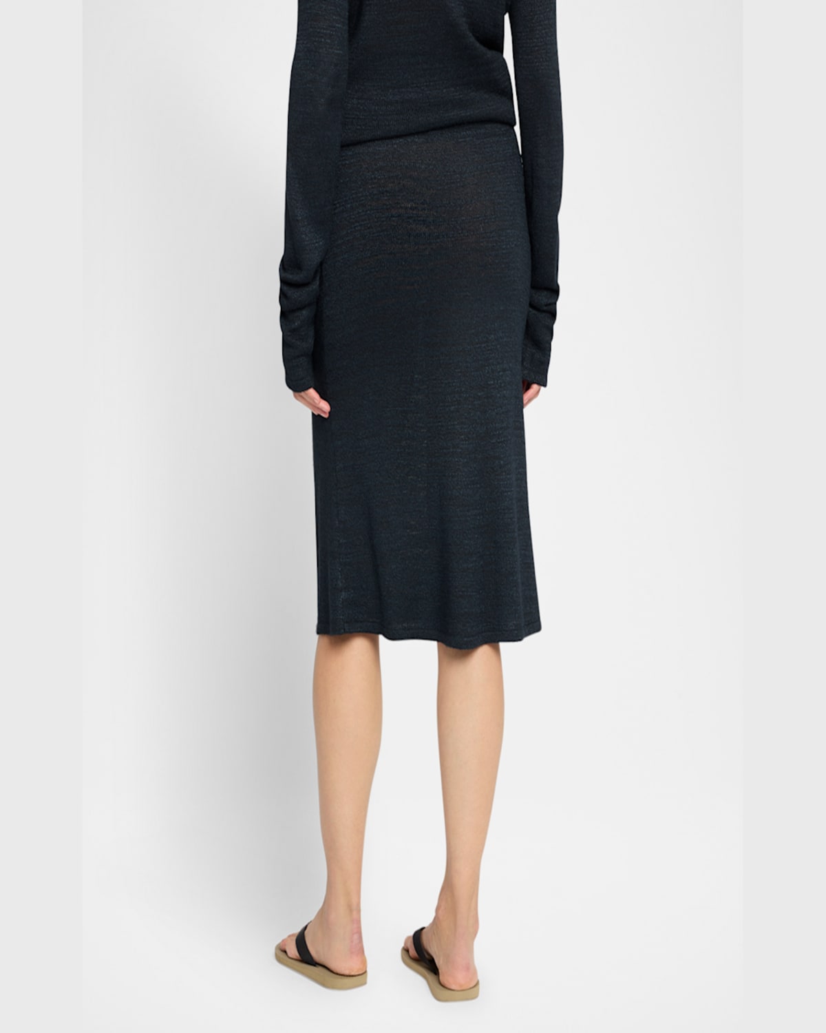 The Row Jesto Knit Midi Skirt In Deep Blue