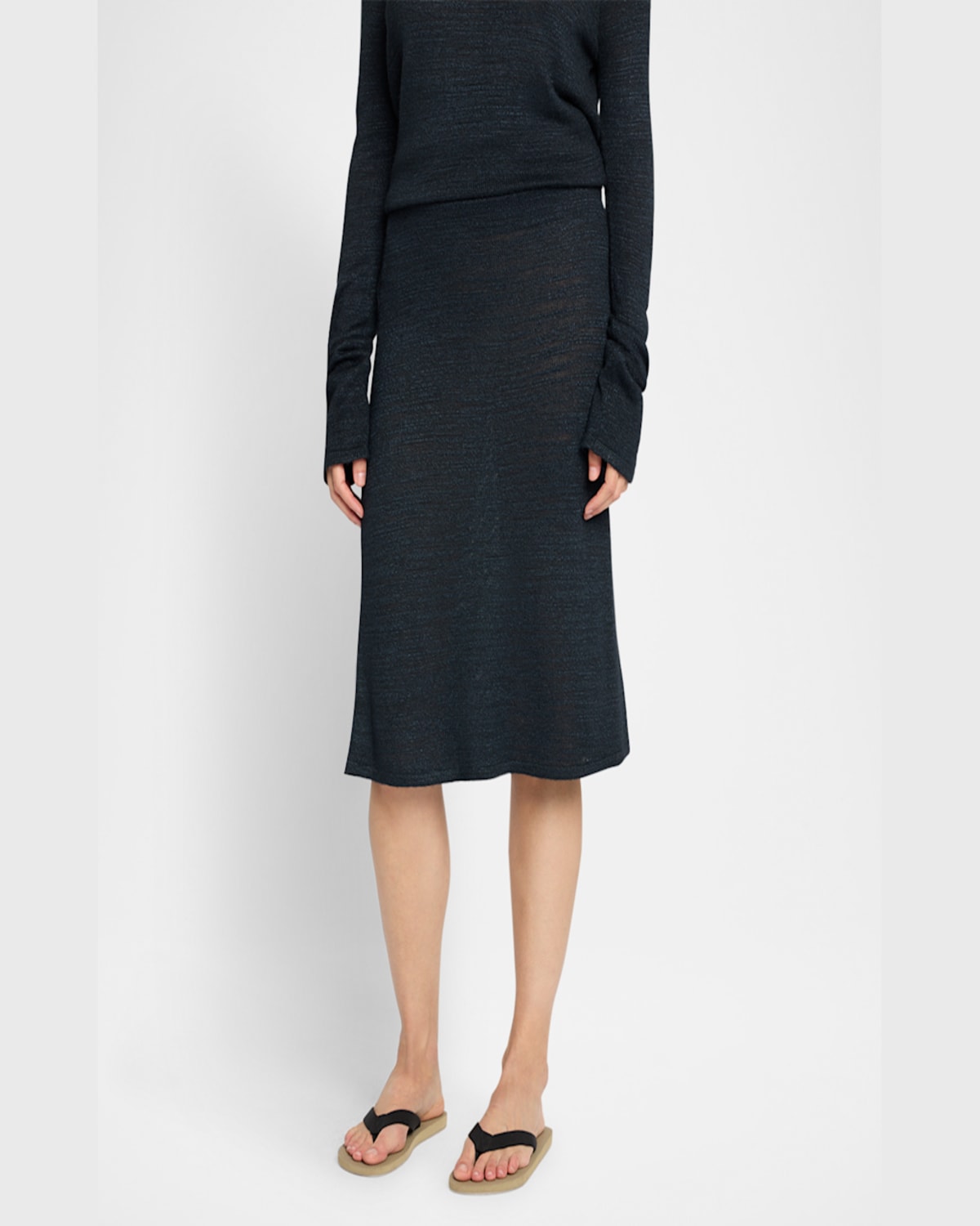 The Row Jesto Knit Midi Skirt In Deep Blue