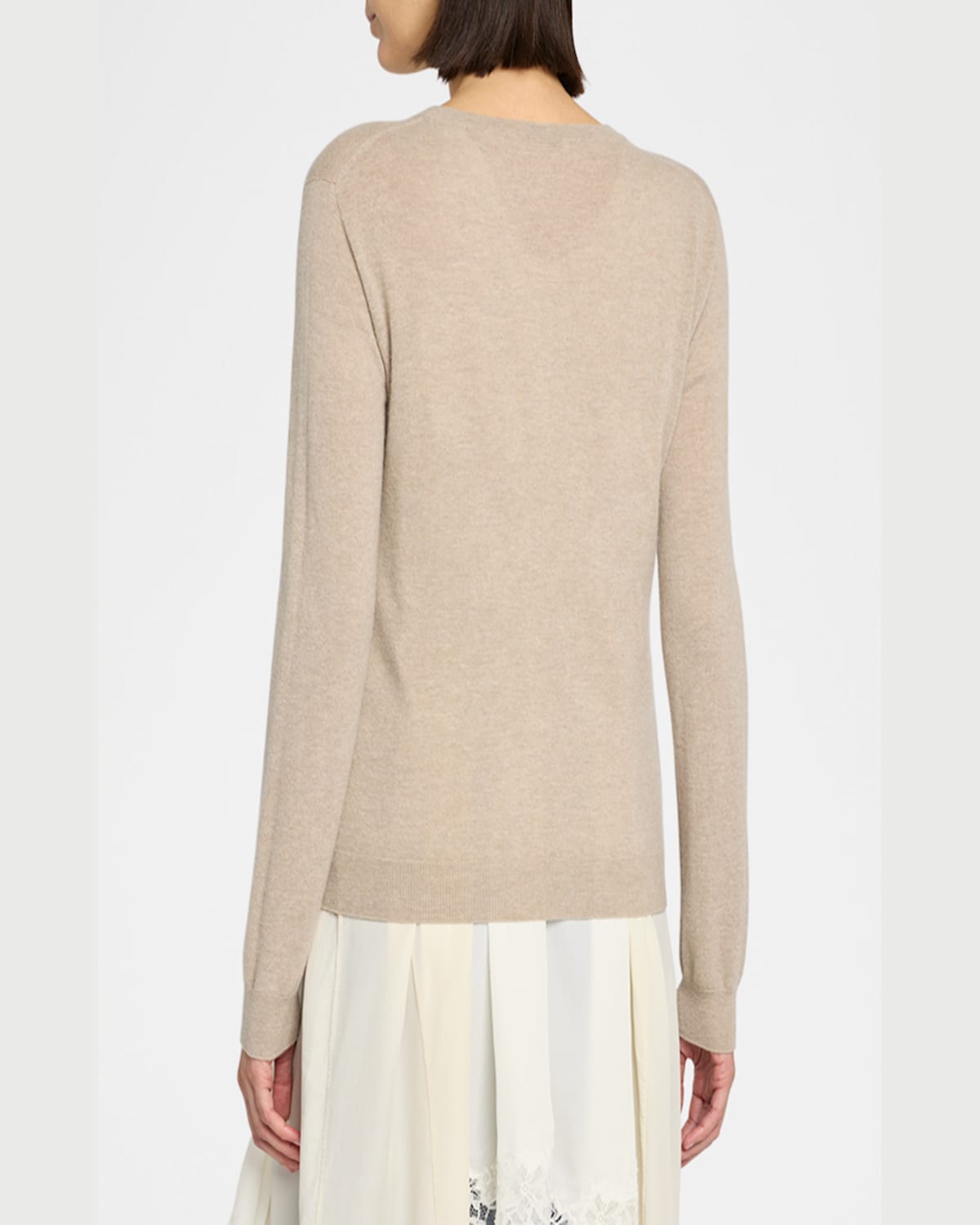 The Row Jazor Cashmere Sweater Long Sleeves In Beige Melange