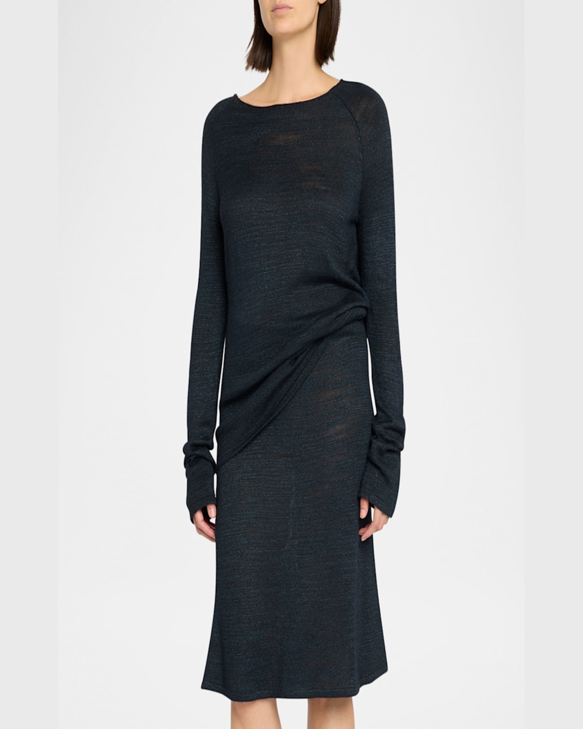 The Row Jipin Boat-neck Silk Knit Top In Deep Blue