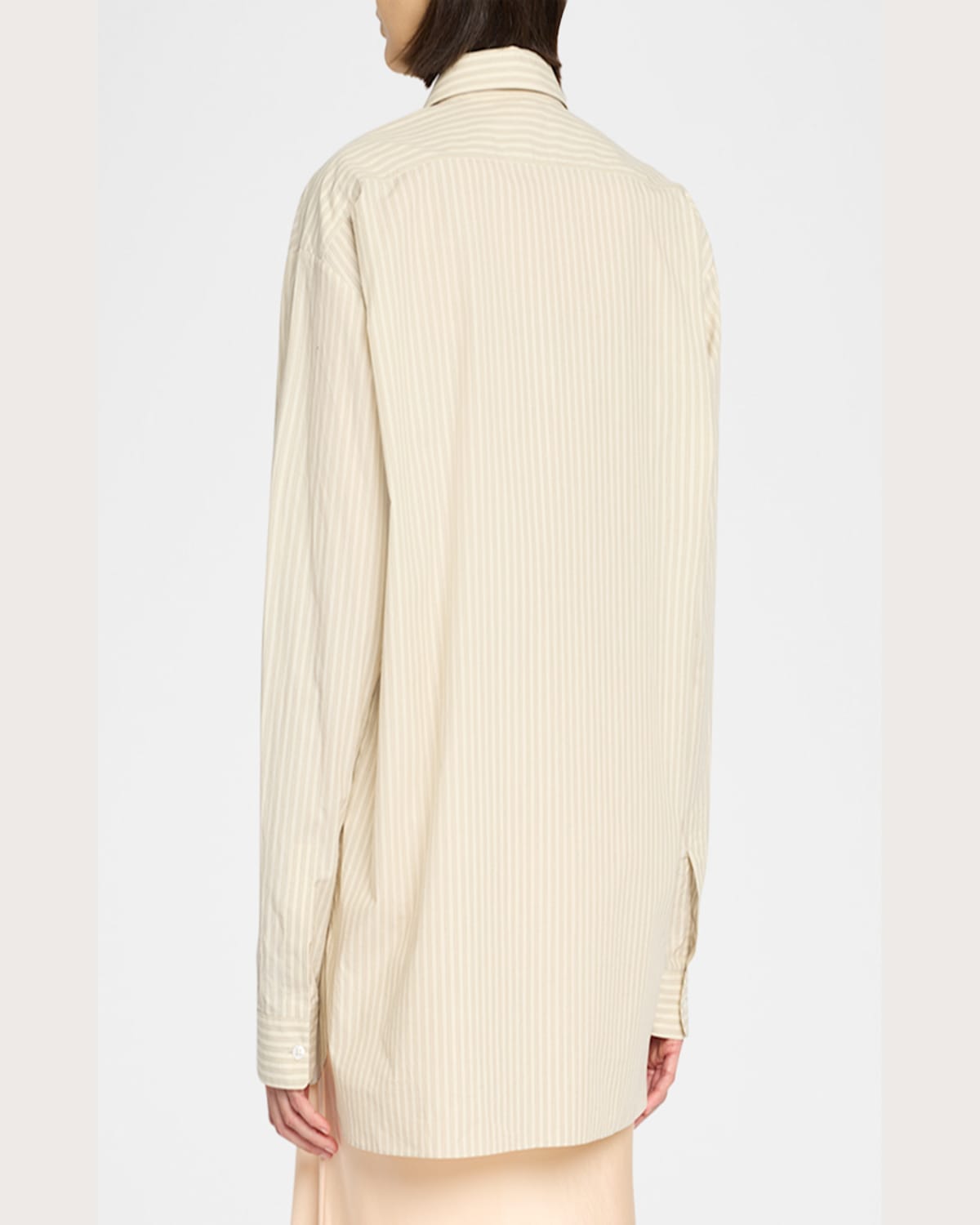 The Row Nesson Stripe Button Down Shirt In Sage Tint  Graphene