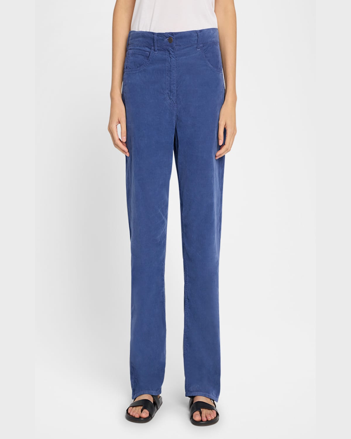 The Row Tarley Corduroy Straight Leg Pants In Washed Blue