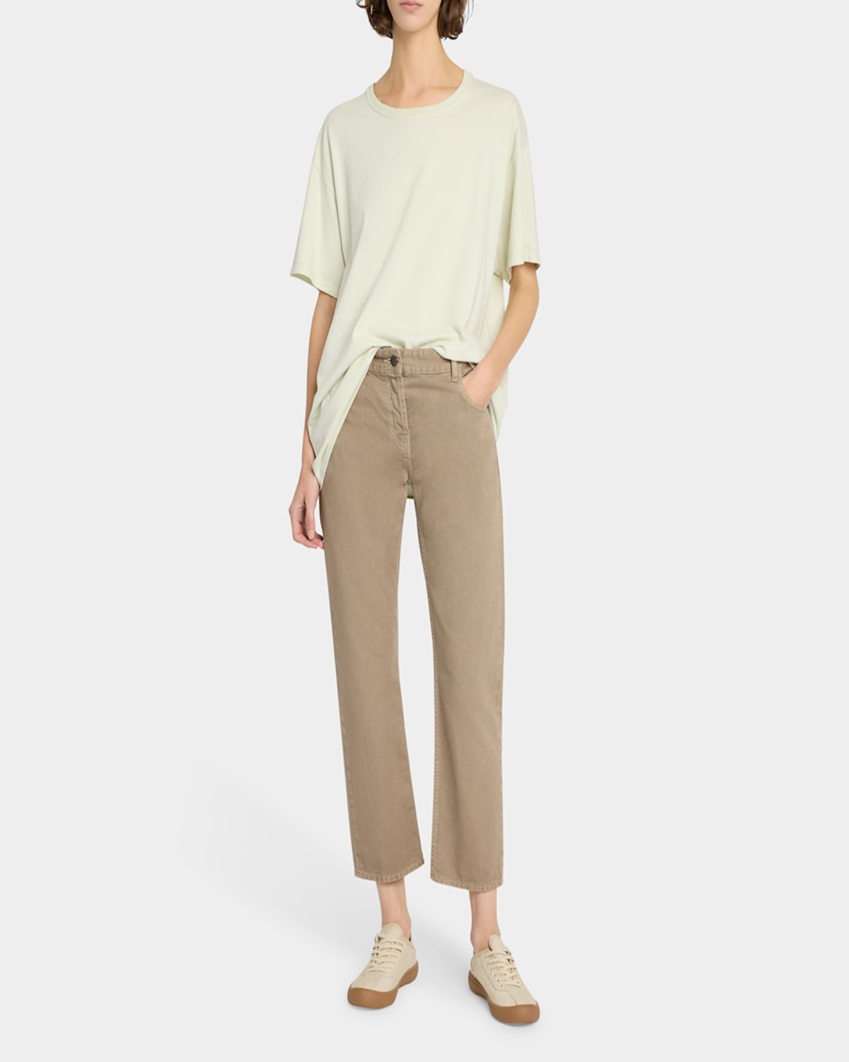 The Row Nadina Oversized Short-sleeve Top In Light Sage