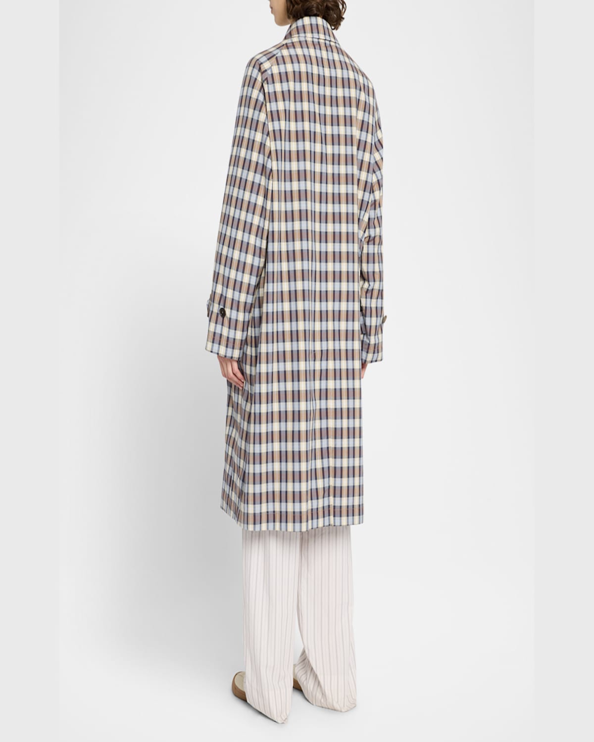 The Row Tavishina Check Long Coat In Black  Beige