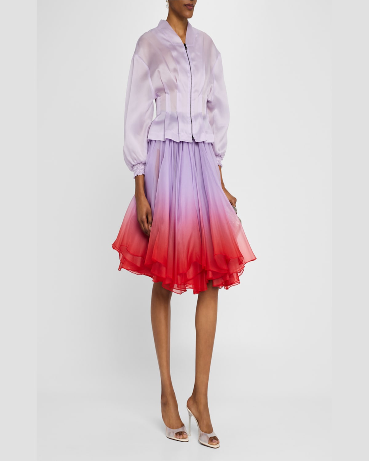 Bach Mai Ombre Flounce Circle Skirt In Lavender Horizon