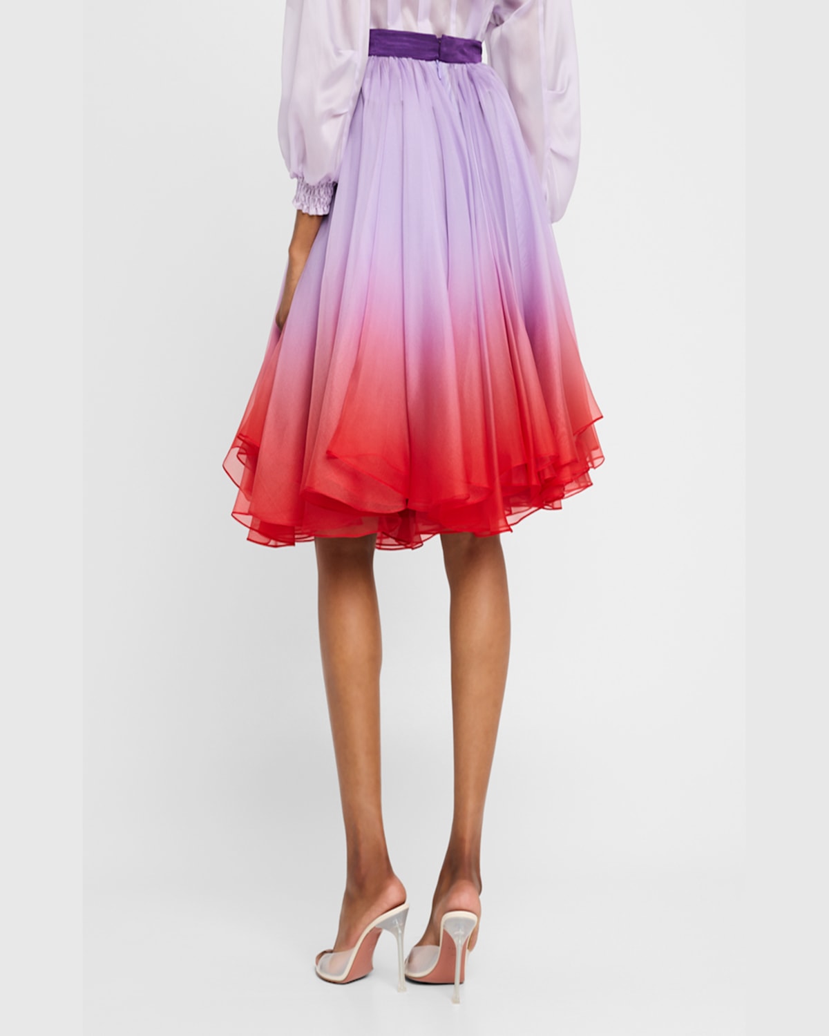 Bach Mai Ombre Flounce Circle Skirt In Lavender Horizon
