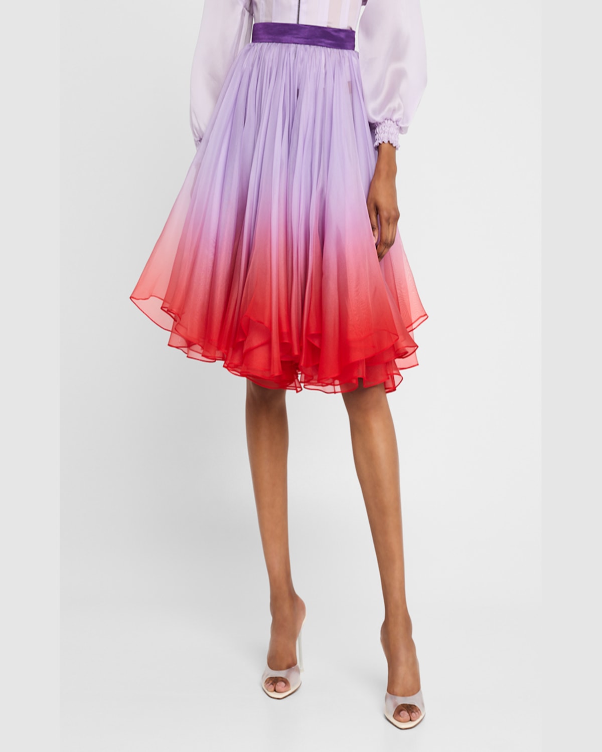 Bach Mai Ombre Flounce Circle Skirt In Lavender Horizon