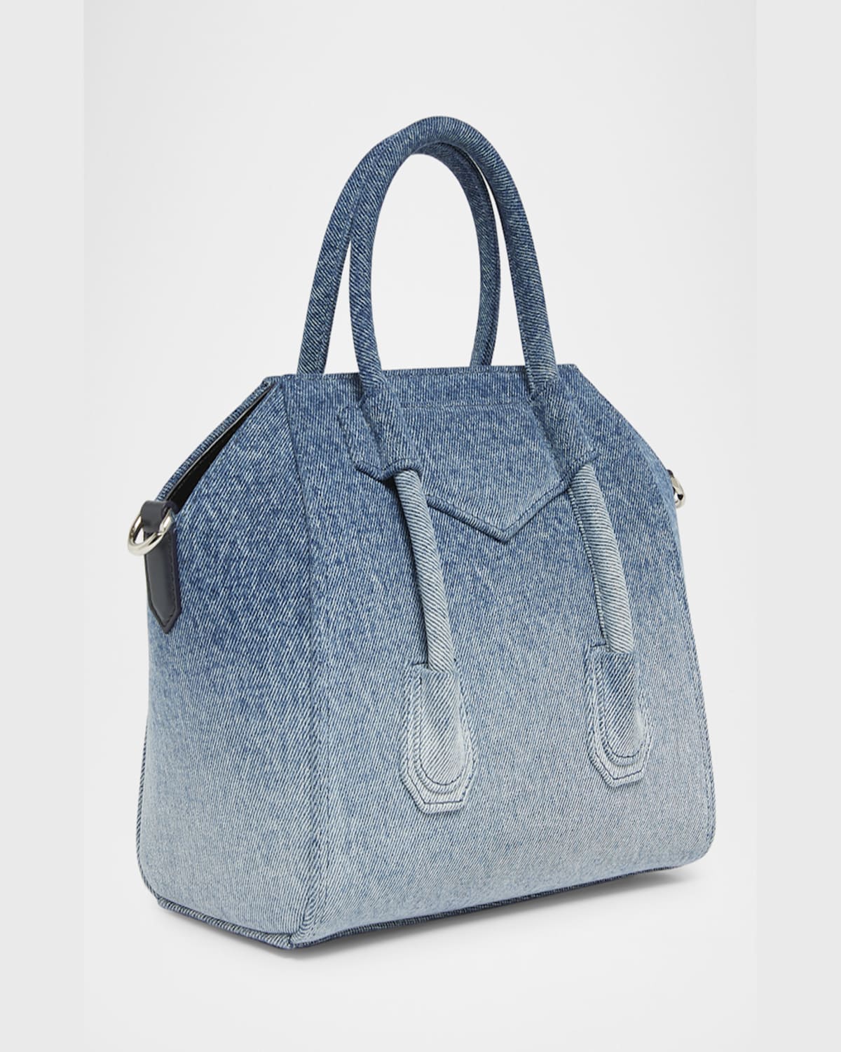 Shop Givenchy Antigona Lock Mini Top-handle Bag In Faded Denim In Antigona Lock Mini Top Handle