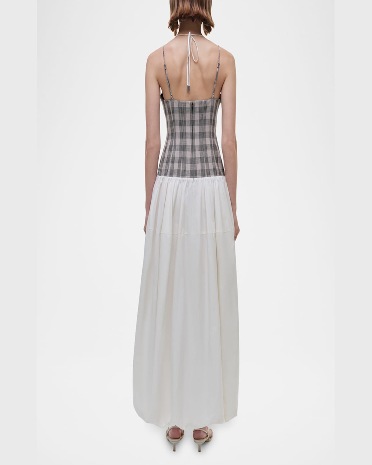 Shop Simkhai Pfeiffer Drop-waist Bubble Midi Dress In Midnight Gingham