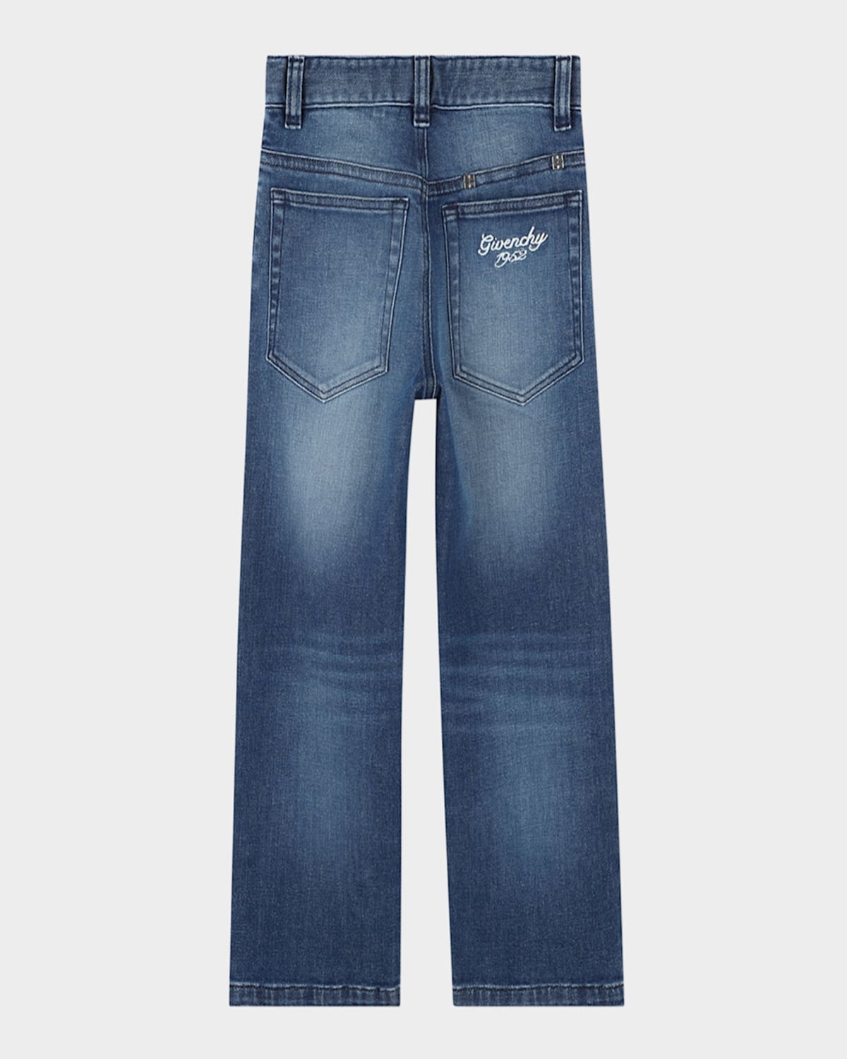 Givenchy Boy's Logo Embroidered Denim Trousers In Denim Blue