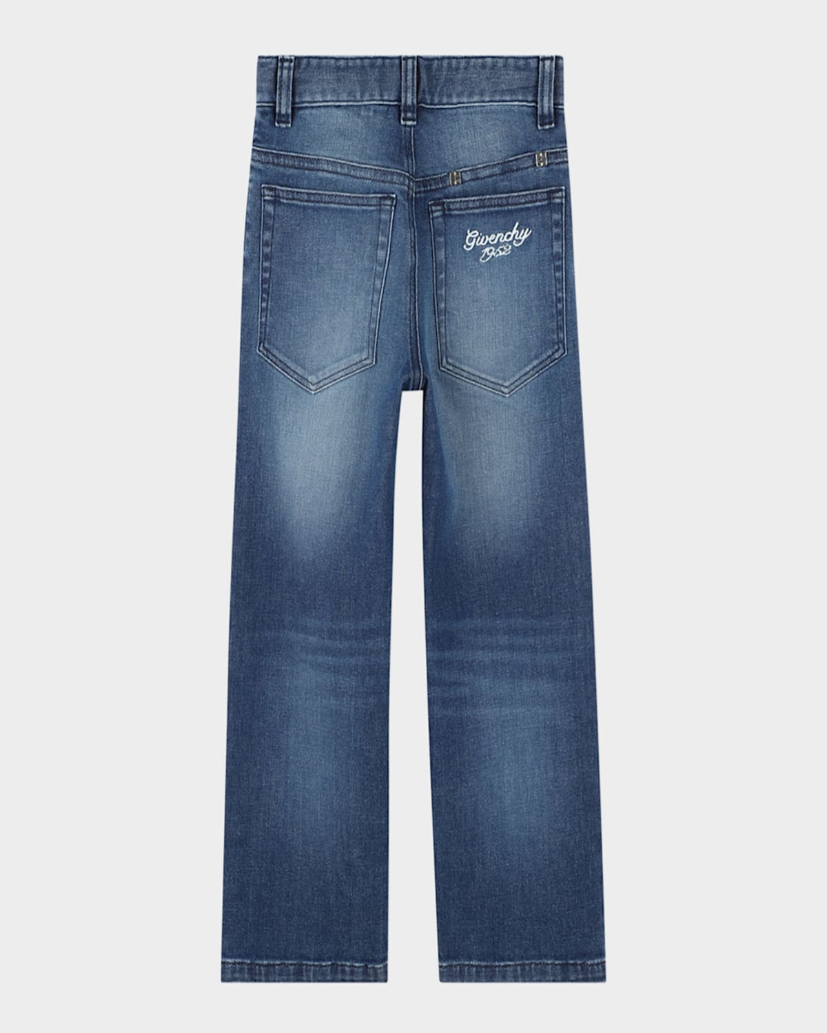 Givenchy Boy's Logo Embroidered Denim Trousers In Denim Blue