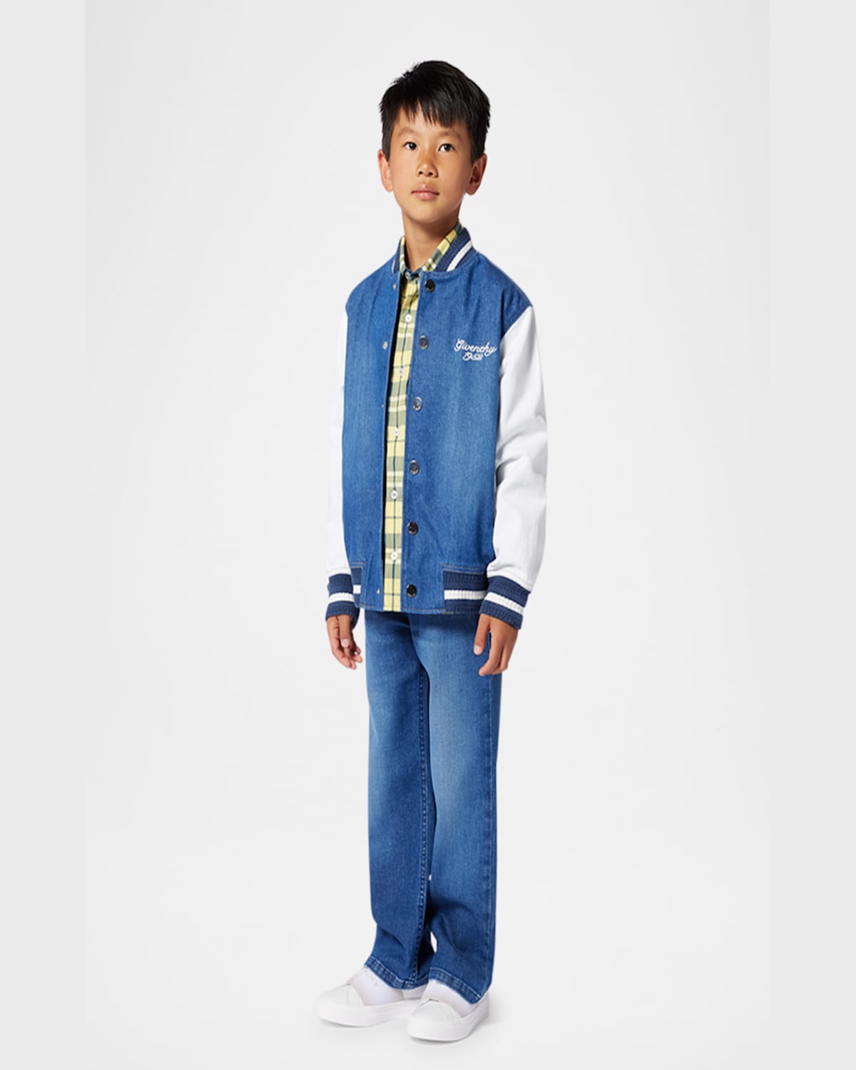 Givenchy Boy's Logo Embroidered Denim Trousers In Denim Blue