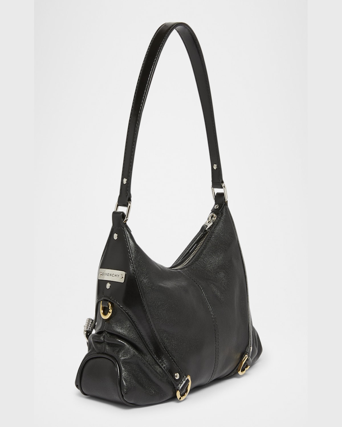 Givenchy Voyou Harness Shoulder Bag In Shiny Leather In 001 Black