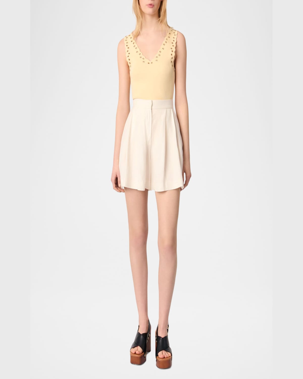 Maje Flowing Shorts In Ecru
