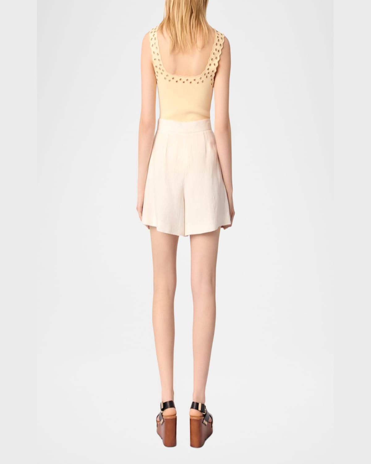Maje Flowing Shorts In Ecru