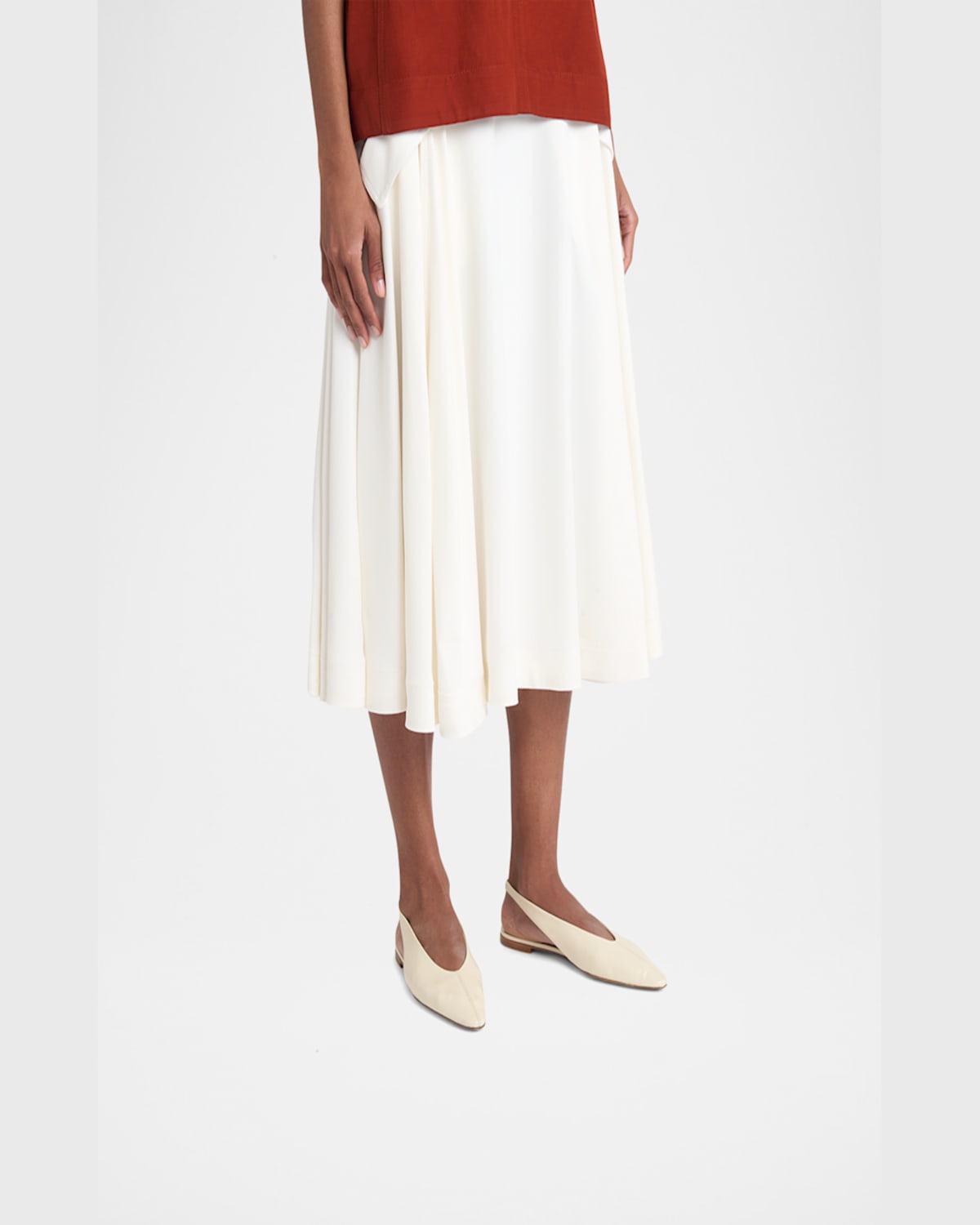 Bottega Veneta Sofia Leather Slingback Point-toe Flats In Sea Salt