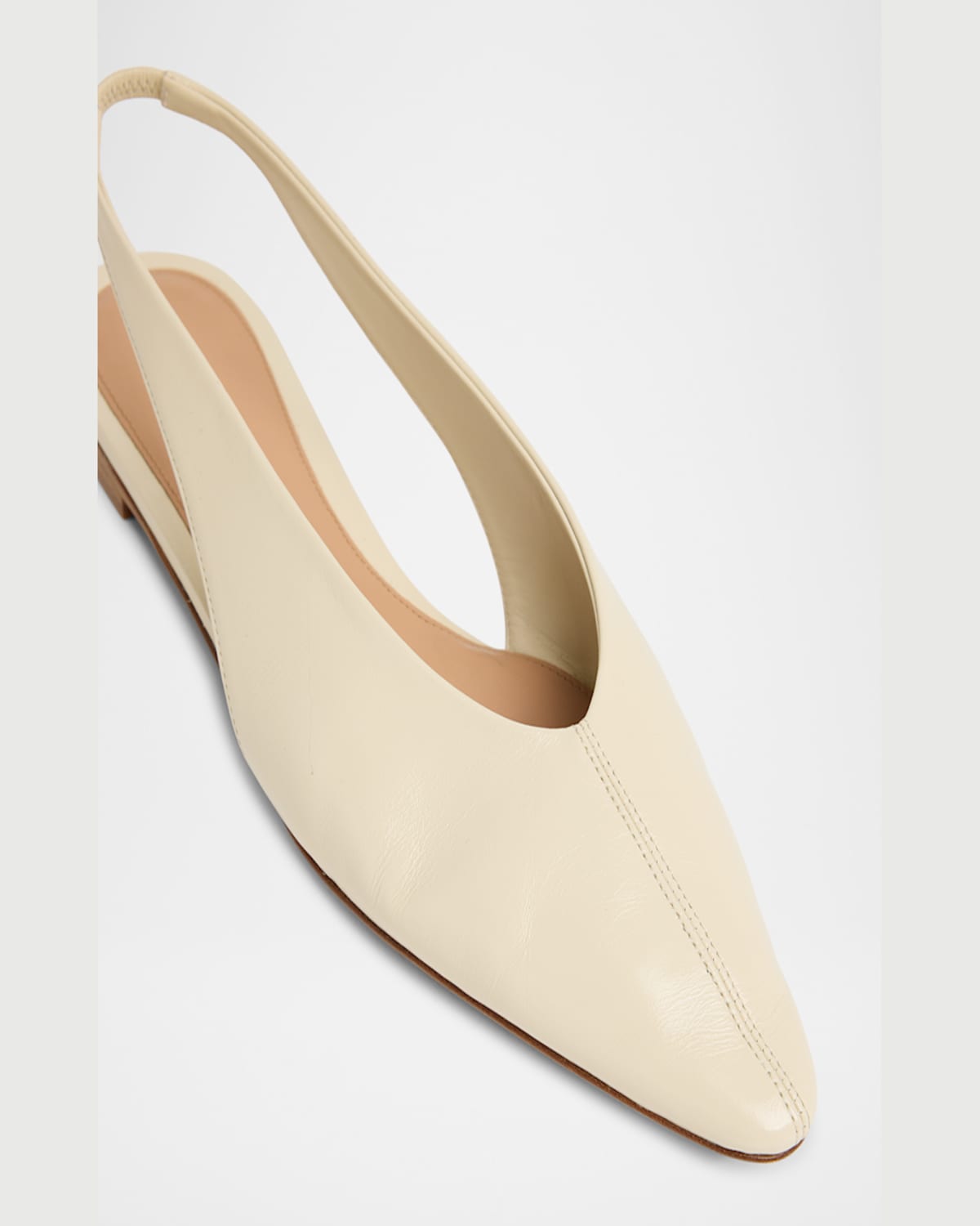 Bottega Veneta Sofia Leather Slingback Point-toe Flats In Sea Salt