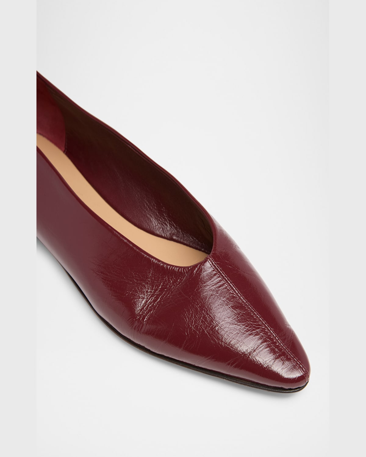 Shop Bottega Veneta Sofia Pointed Leather Ballet Flats In Barolo