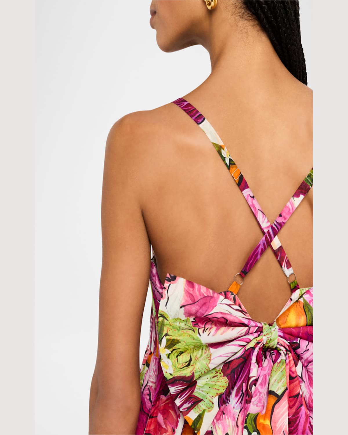 Rachel Antonoff Rebecca Floral Bow Midi Dress In Radicchio  Citrus