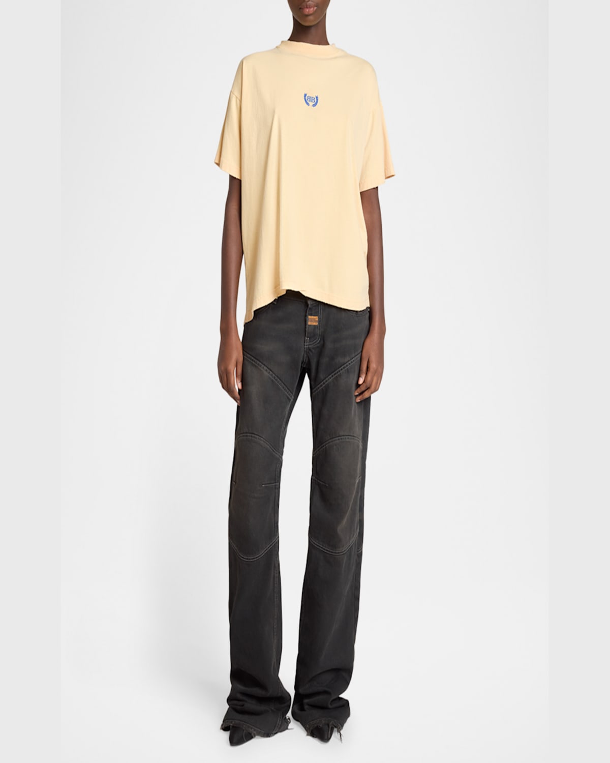 Balenciaga Crew Neck Short Sleeves Soft Fabric In 7672 Pale Yellow