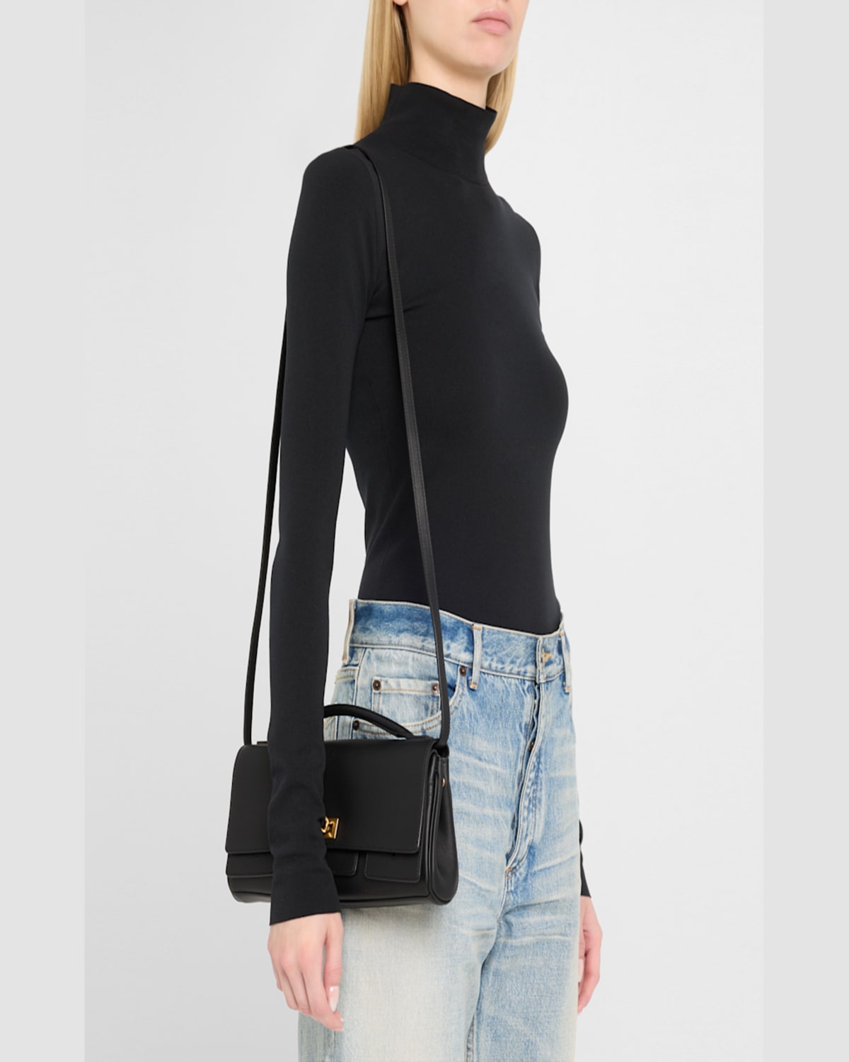 Balenciaga Bel Air Cl On Strap Natural Smooth Calf Ag In Black