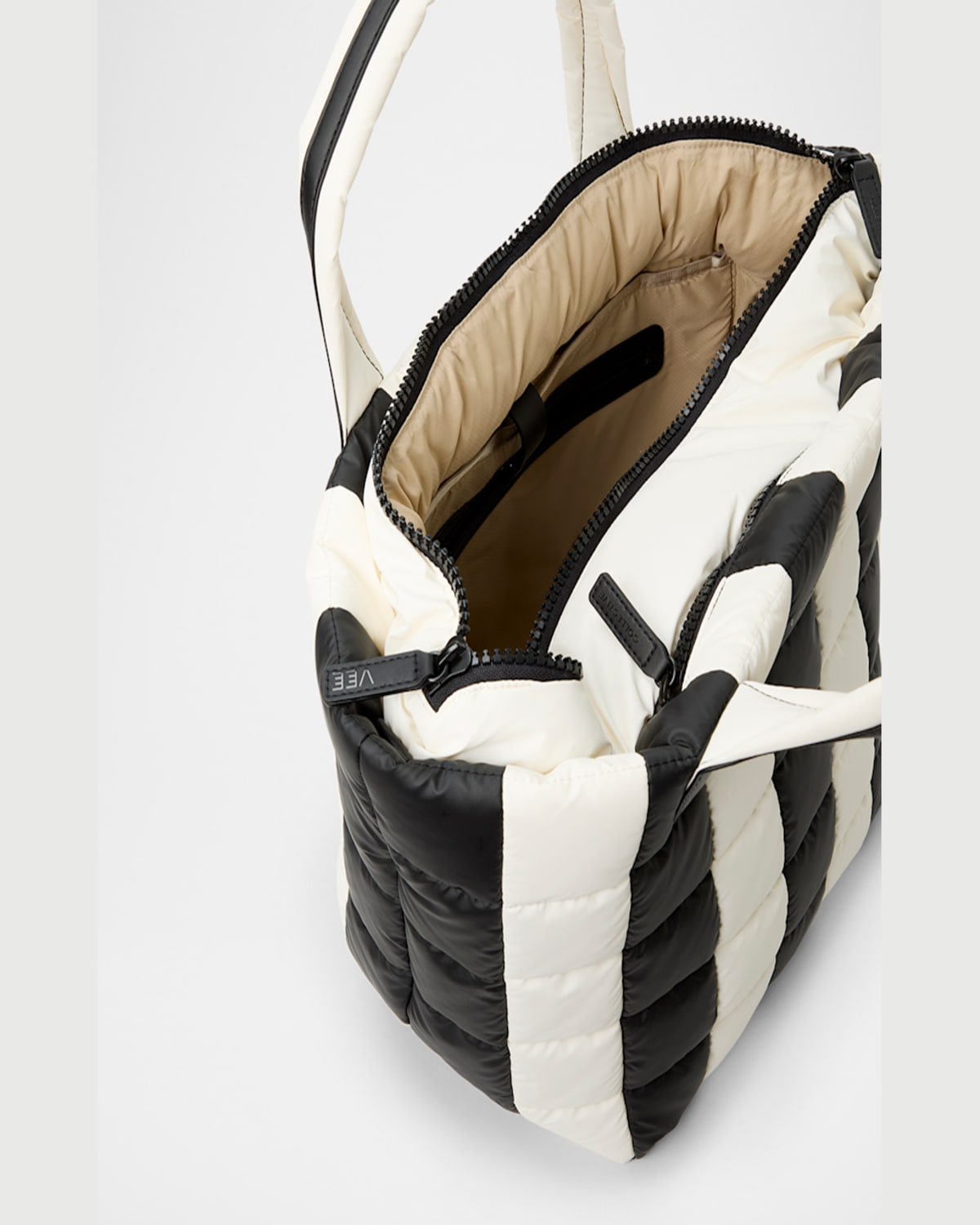 Veecollective Porter Medium Padded Marshmallow Stripe Tote Bag In Print