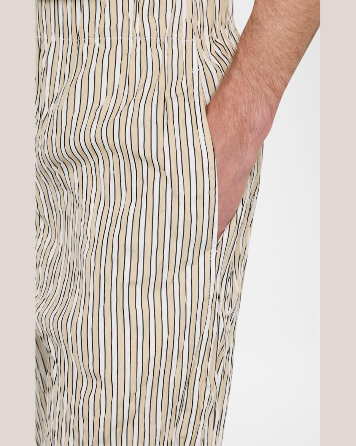 Bottega Veneta Crushed Tech Cotton Stripe Shorts In Multicolor