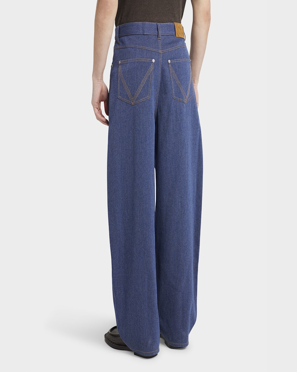 Bottega Veneta Men's Wide-leg Drill Trousers In Blue