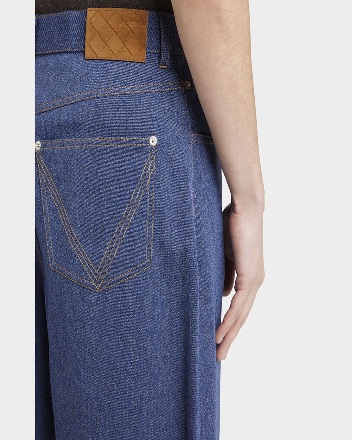 Bottega Veneta Men's Wide-leg Drill Trousers In Blue
