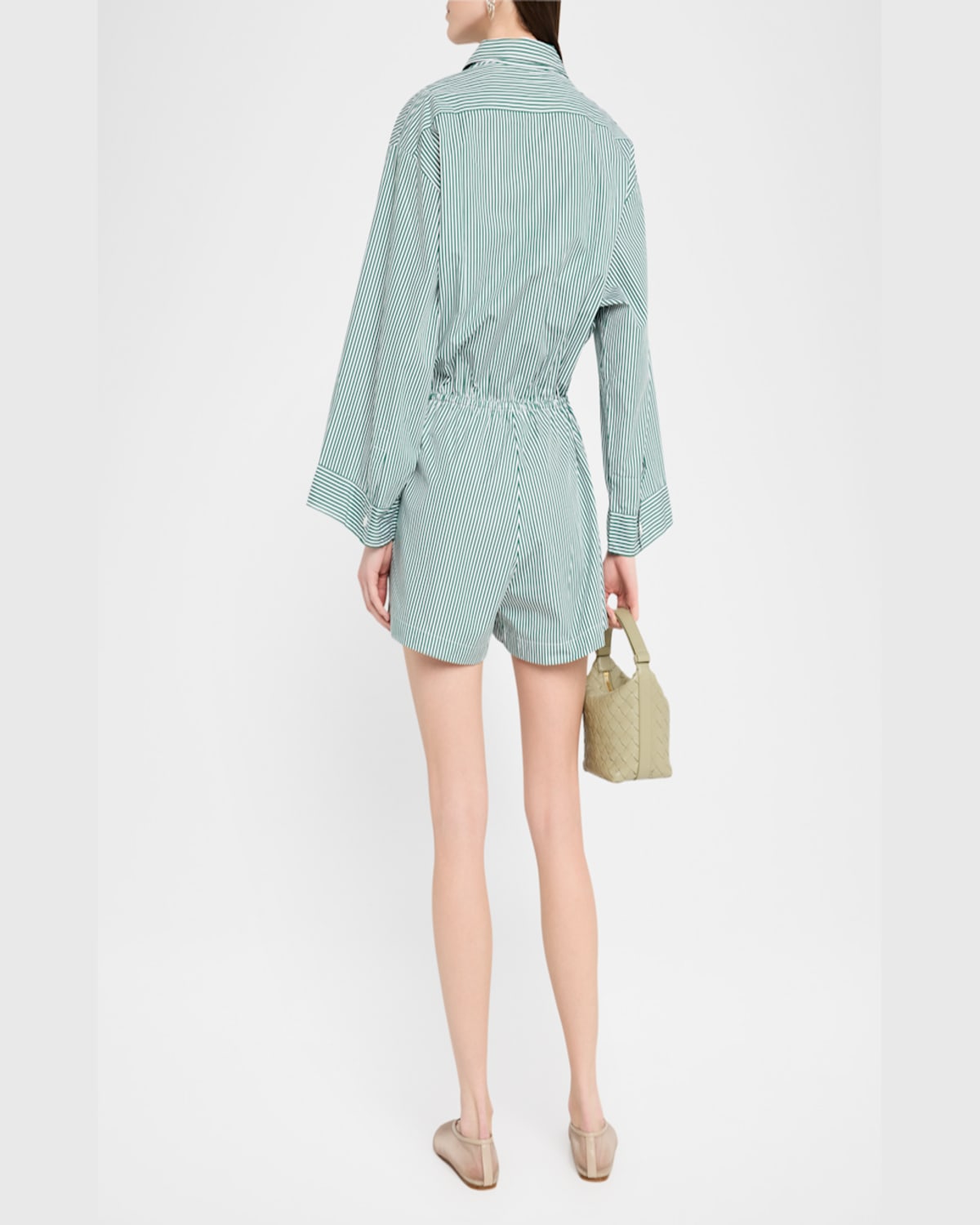 Shop Faithfull The Brand Freja Striped Playsuit In Green Stripe