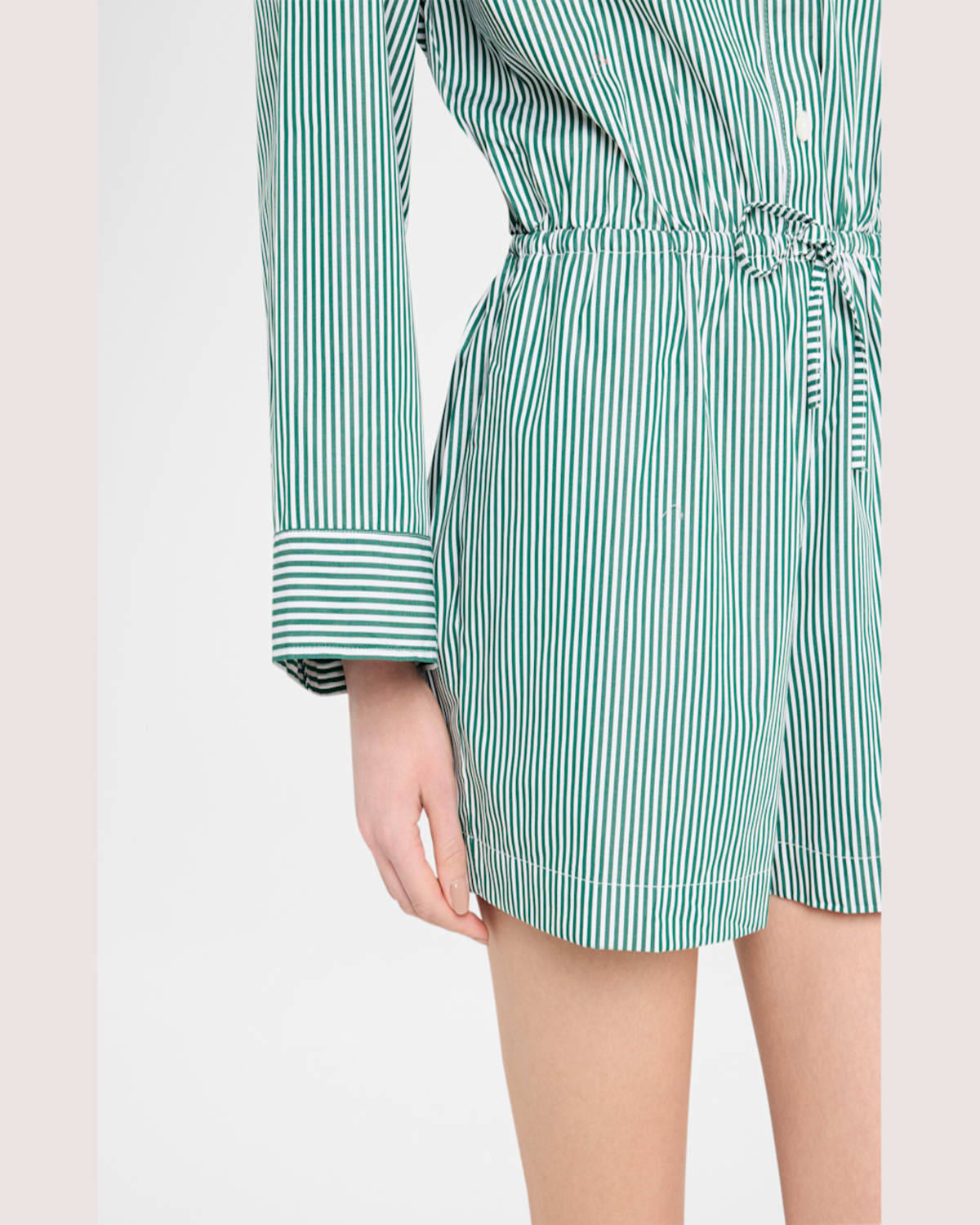 Shop Faithfull The Brand Freja Striped Playsuit In Green Stripe