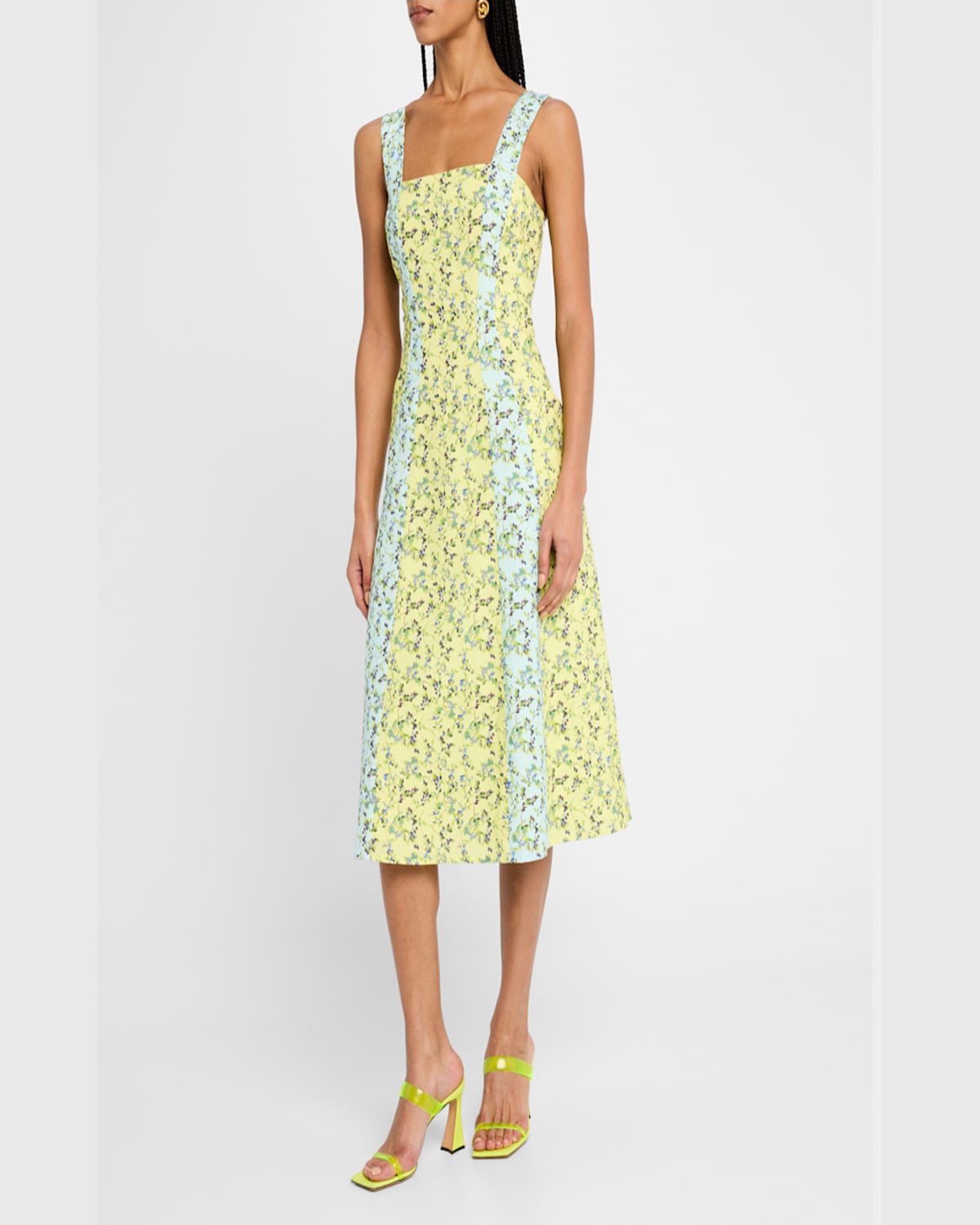 Rachel Antonoff Sloane Sleeveless Floral Midi Dress In Blueberries For Sal