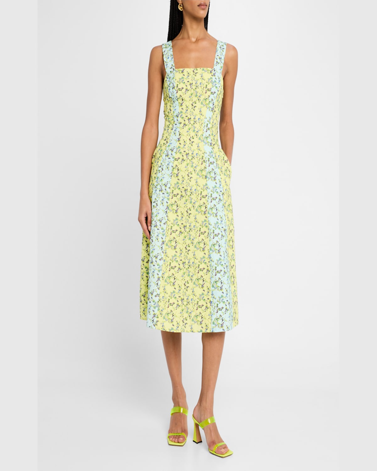 Rachel Antonoff Sloane Sleeveless Floral Midi Dress In Blueberries For Sal