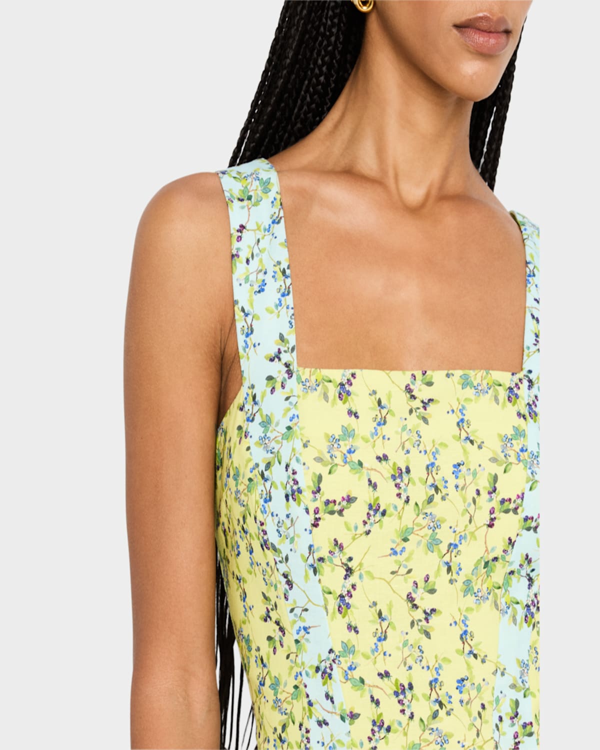 Rachel Antonoff Sloane Sleeveless Floral Midi Dress In Blueberries For Sal