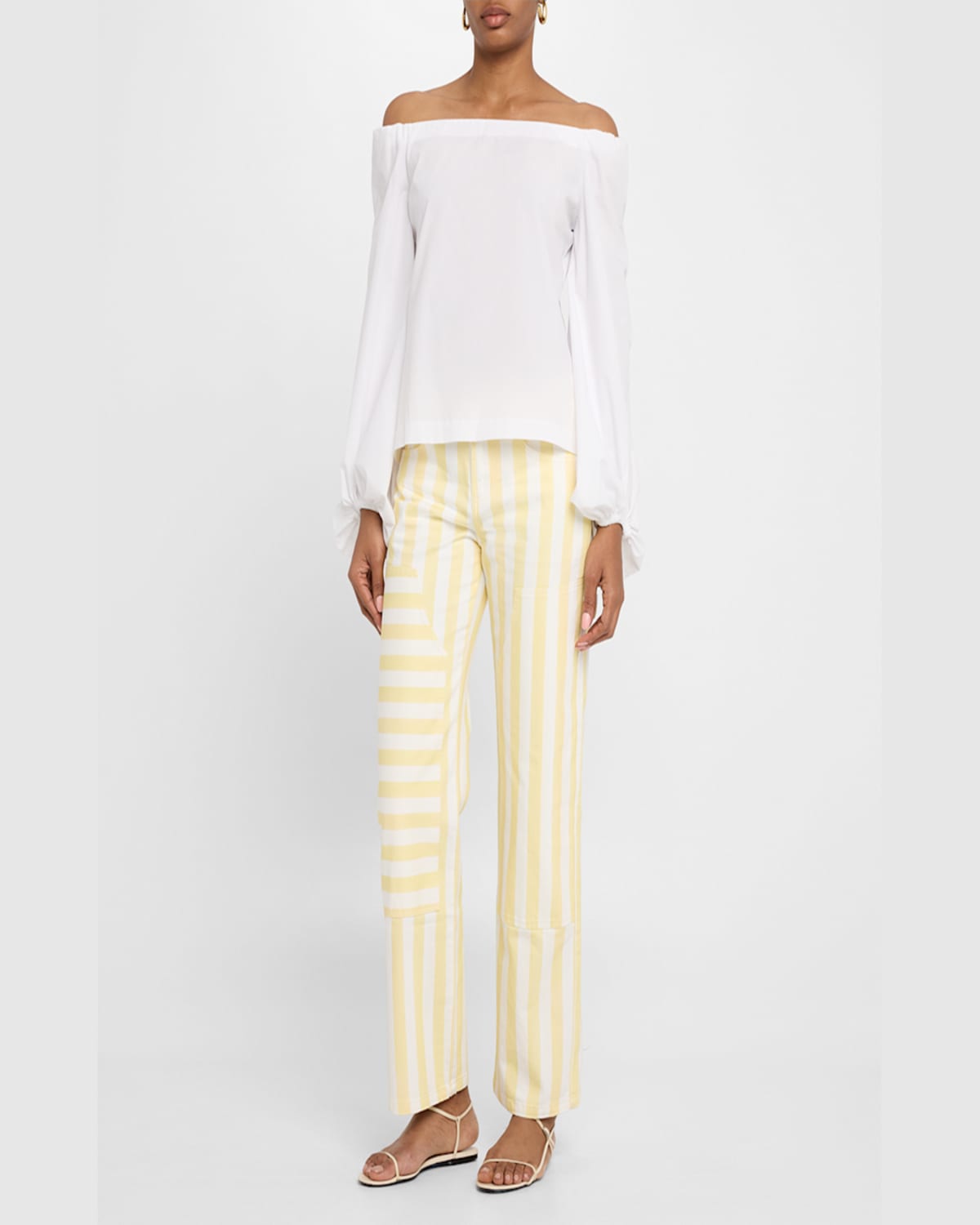 Rachel Antonoff Bruno Stripe Straight-leg Carpenter Jeans In Yellow Painted Over