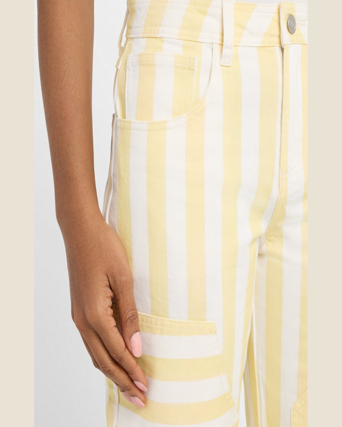Rachel Antonoff Bruno Stripe Straight-leg Carpenter Jeans In Yellow Painted Over