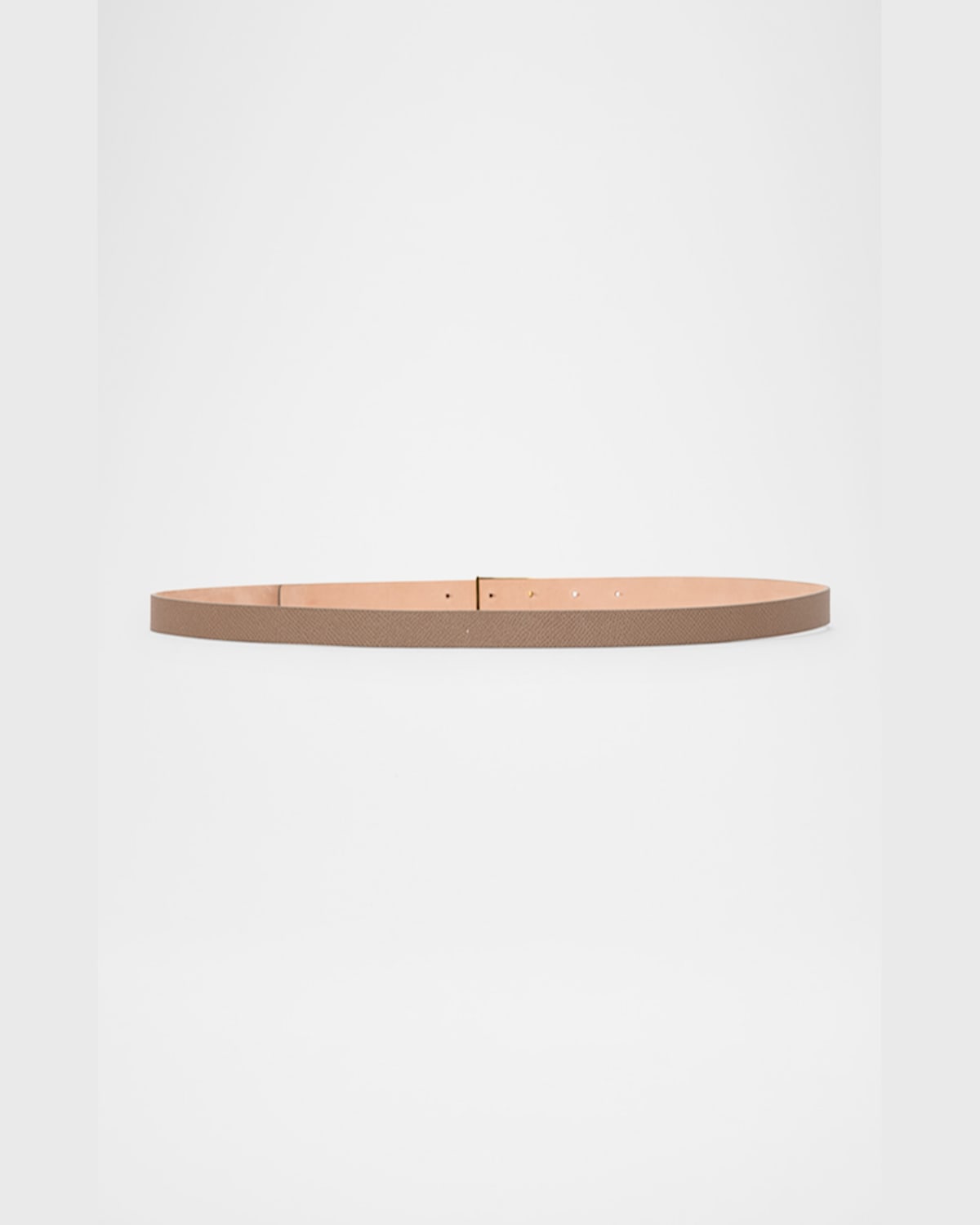 Victoria Beckham Gold-plated B-logo Skinny Leather Belt In Dove Grey