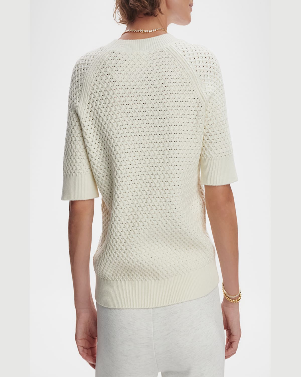 Varley Alva Short-sleeve Knit Top In Snow White