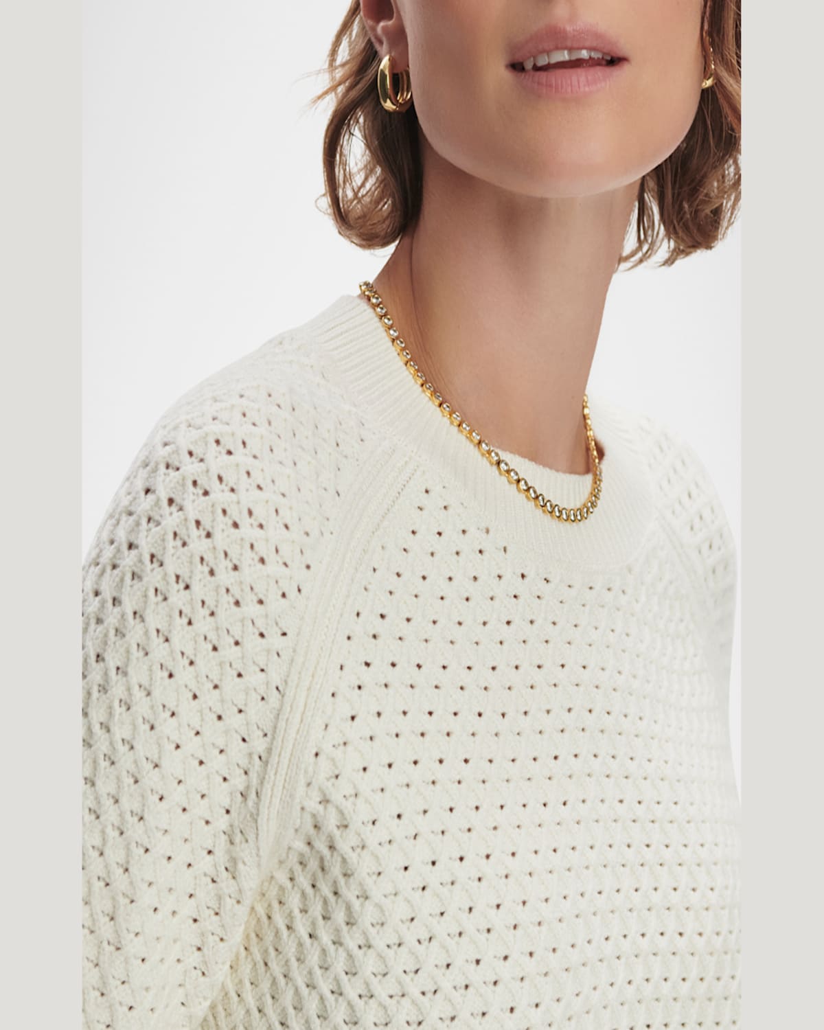 Varley Alva Short-sleeve Knit Top In Snow White