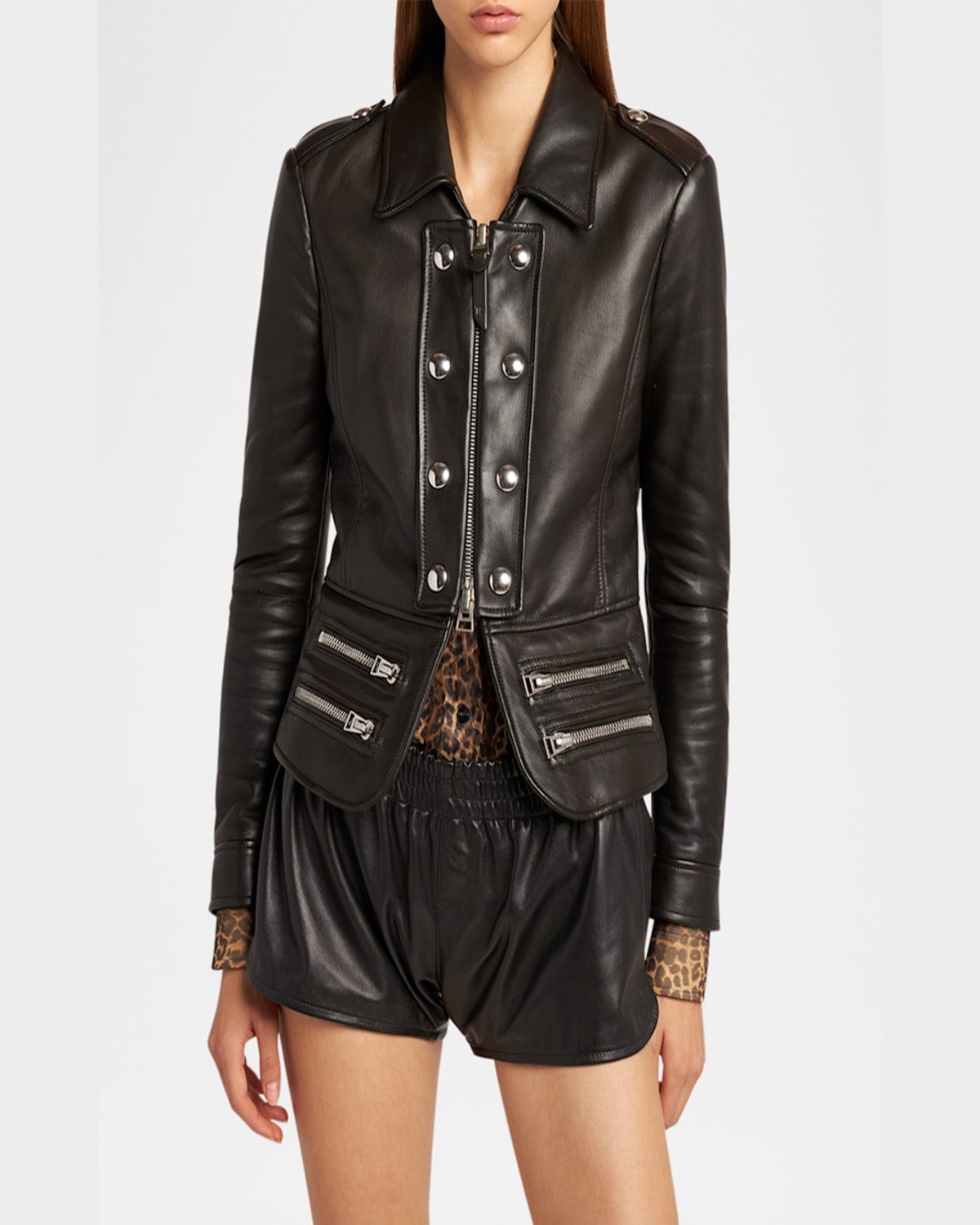 TOM FORD GUANTERIA LAMB LEATHER REGIMENTAL BIKER JACKET