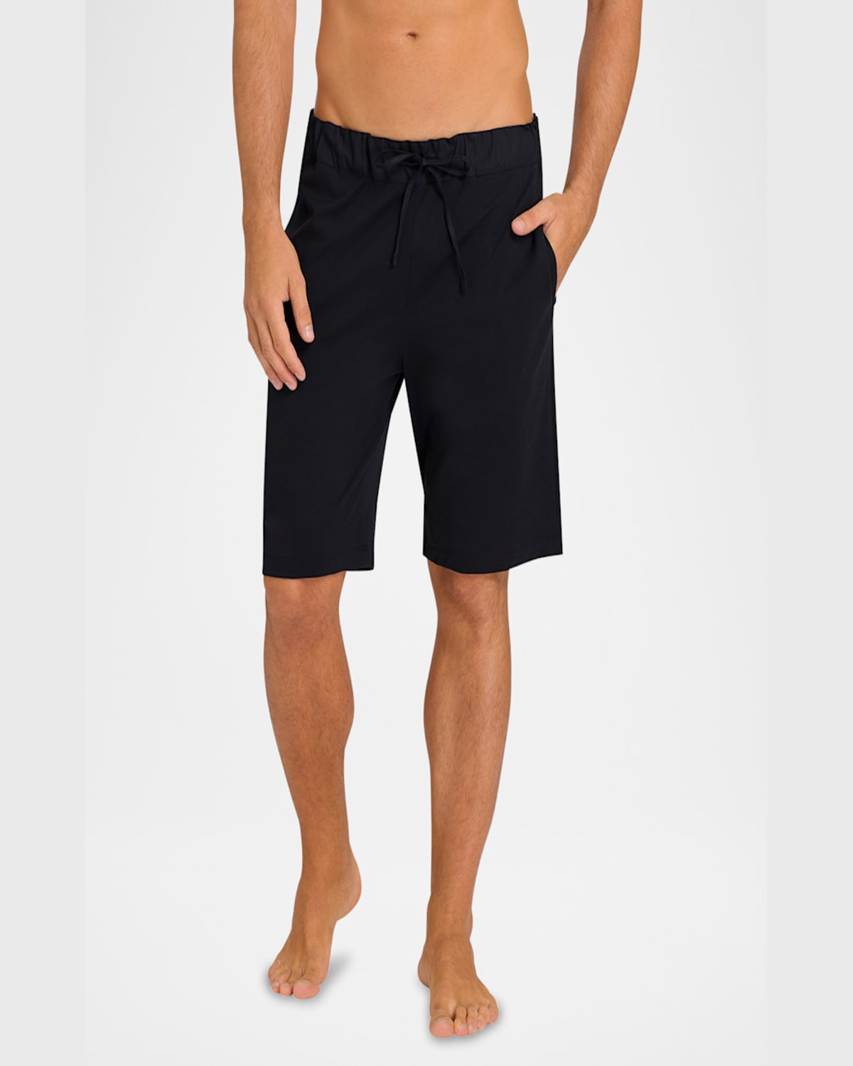 Hanro Night And Day Cotton Knit Drawstring Shorts In Black