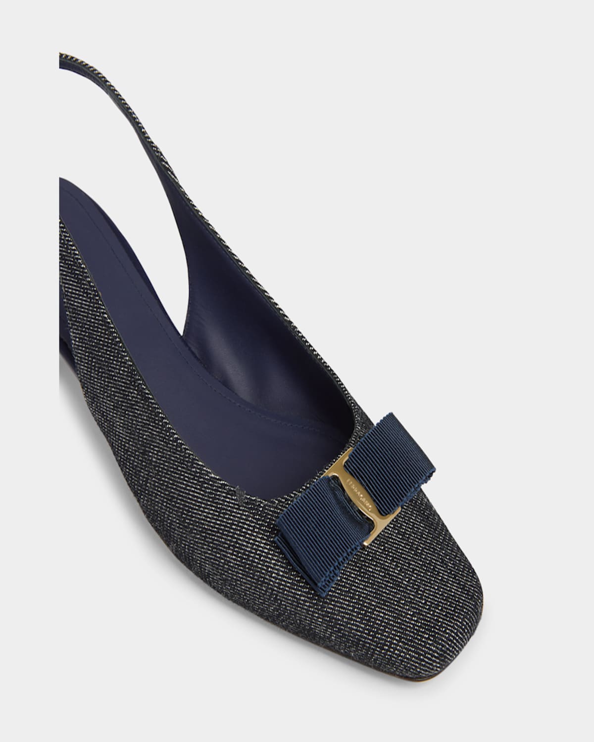 Ferragamo Rivada Denim Bow Slingback Pumps