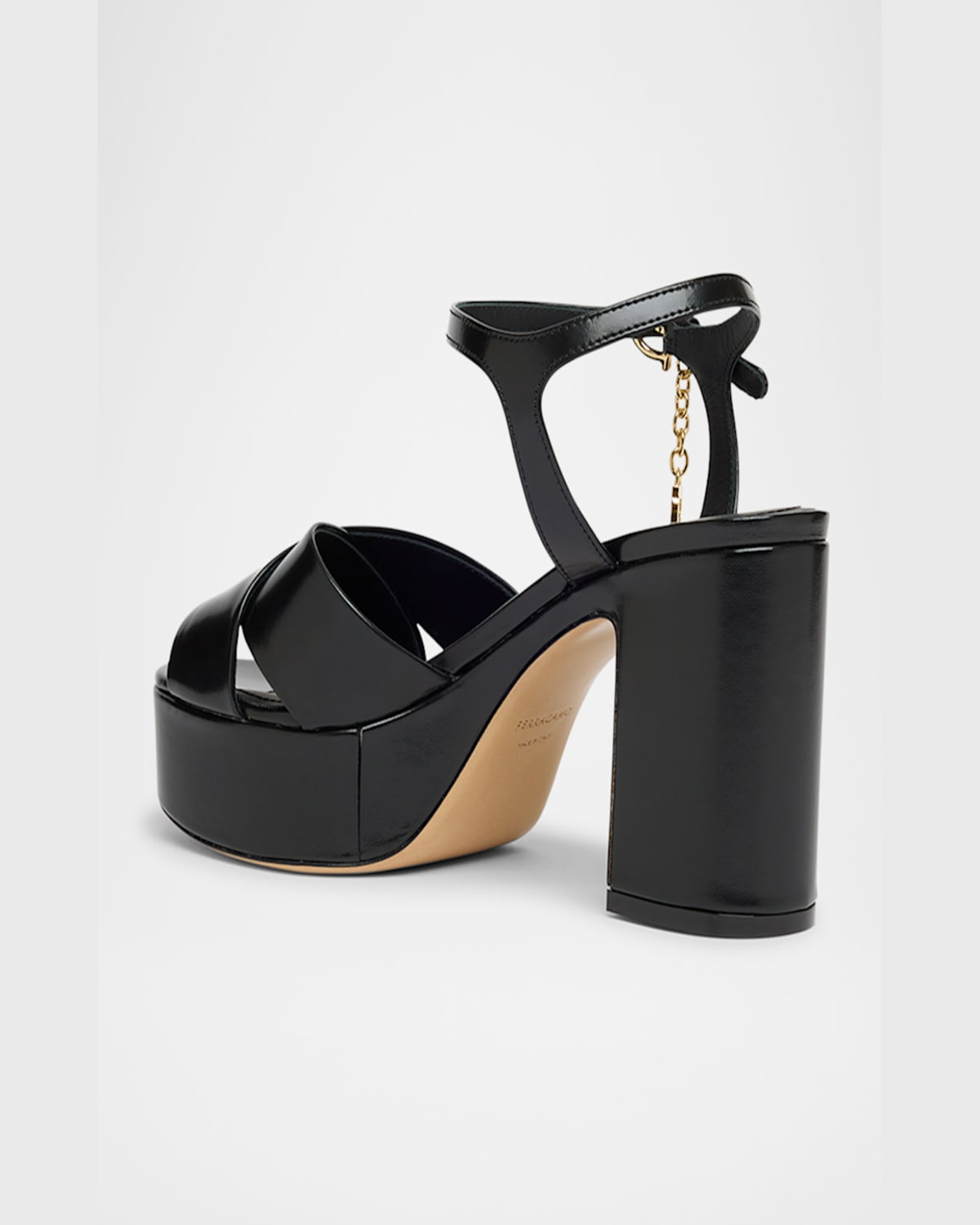Ferragamo Savia Crisscross Gancini Charm Platform Sandals