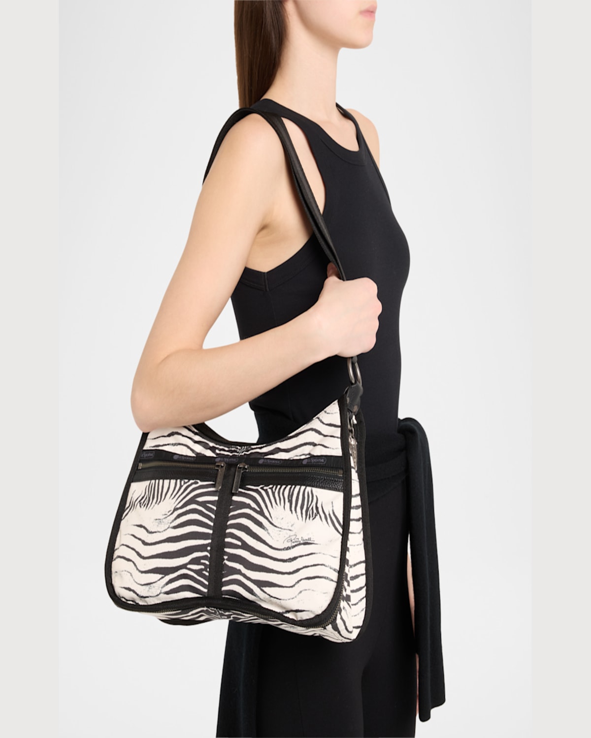 LESPORTSAC X ROBERTO CAVALLI TORINO ZEBRA-PRINT CROSSBODY BAG 