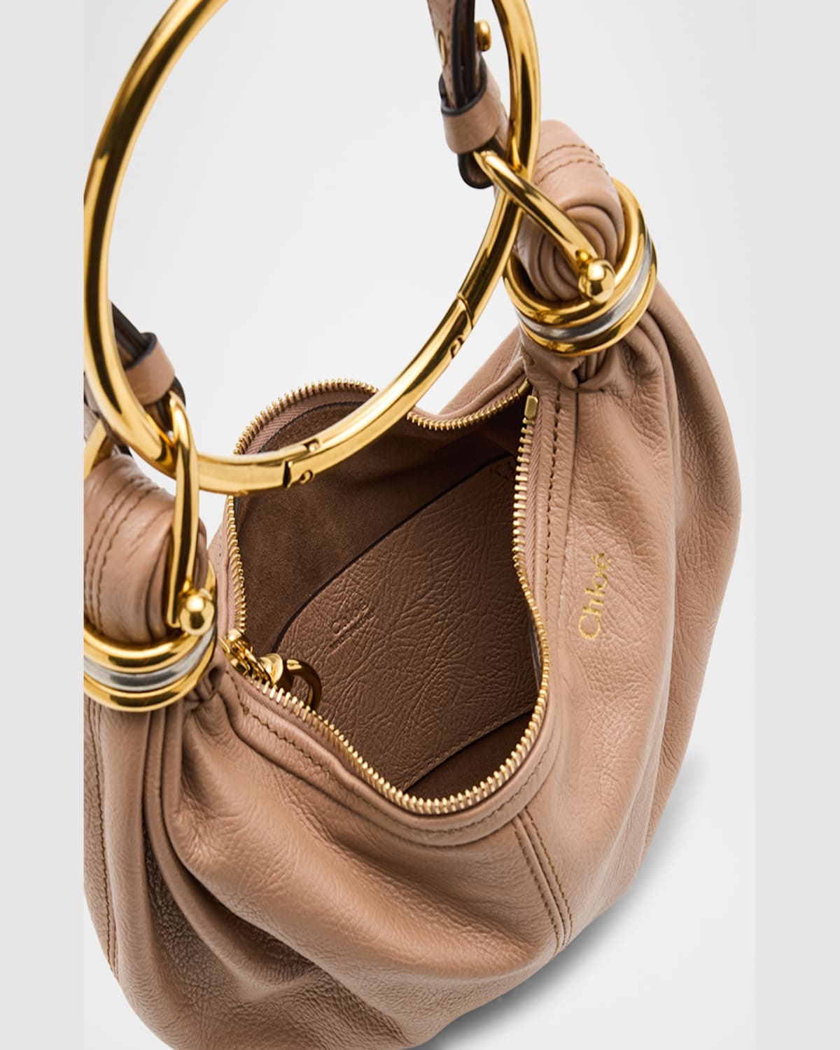 Chloé Mini Bracelet Grained Leather Crossbody Bag In Woodrose