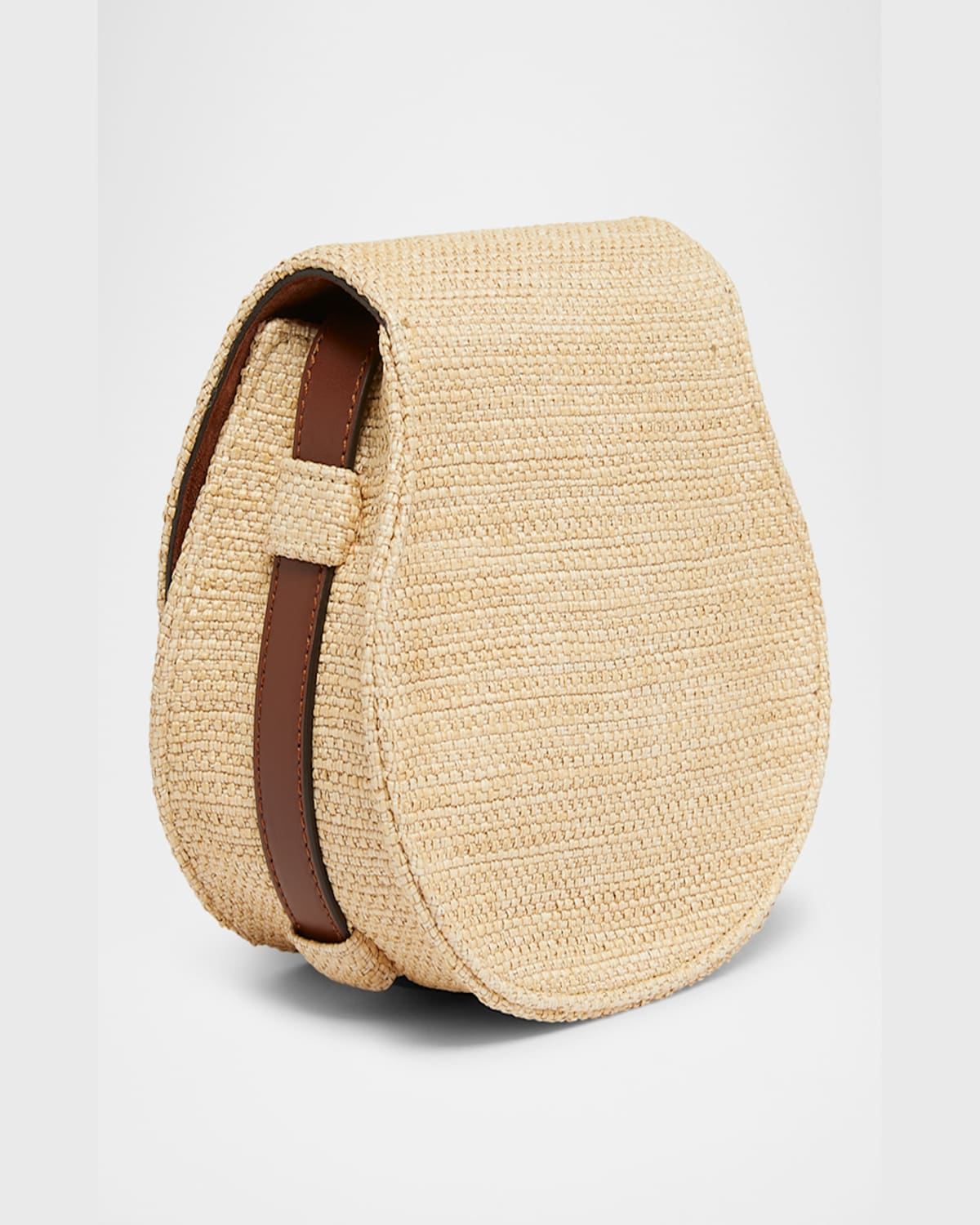 CHLOÉ MARCIE FLAP SADDLE CROSSBODY BAG IN RAFFIA FABRIC AND LEATHER 