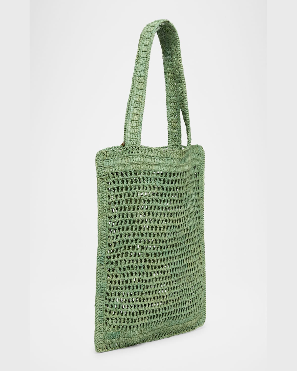 Shop Chloé Summer Banana Tote Bag In Crochet Fabric In Tea Leaf Green