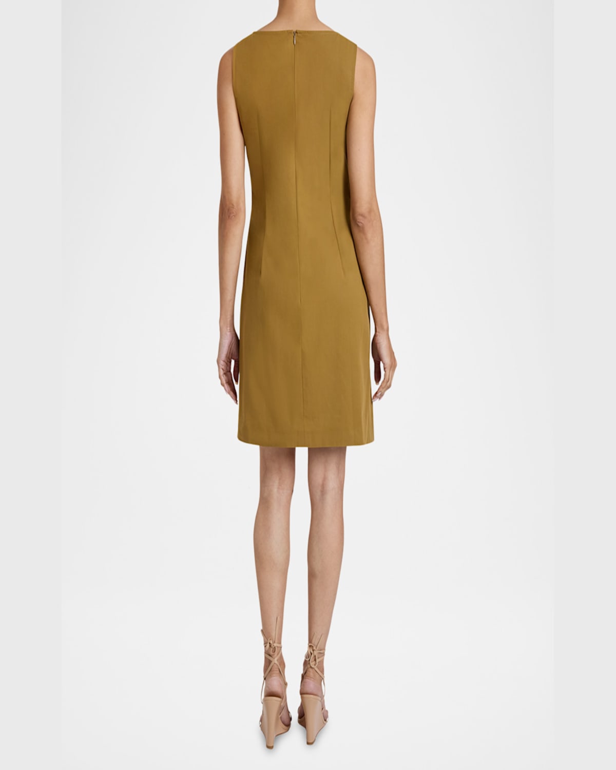 Santorelli Dee Sleeveless Double Breasted A-line Dress With Asymmetric Skirt Panel In Stretch Cotton In Coconut