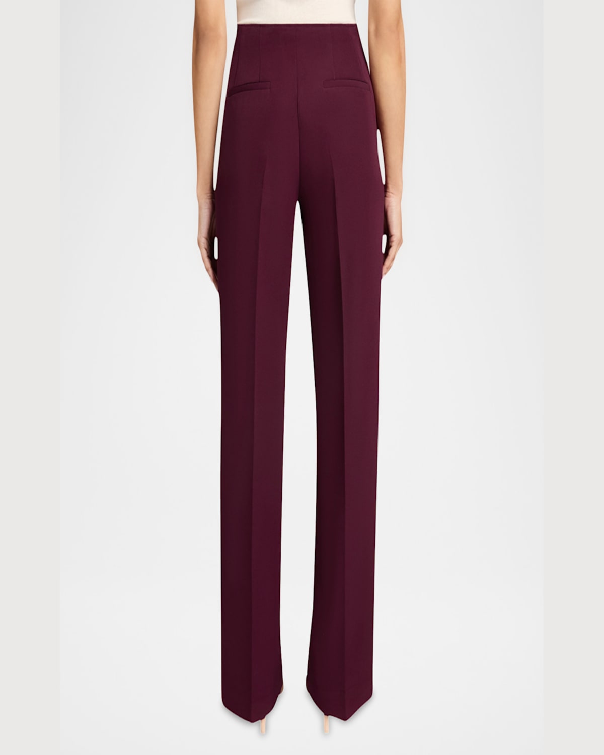 Santorelli Della Staight Leg Pants With Slanted Pockets In Fluid Techno Crepe In Cherry Cola