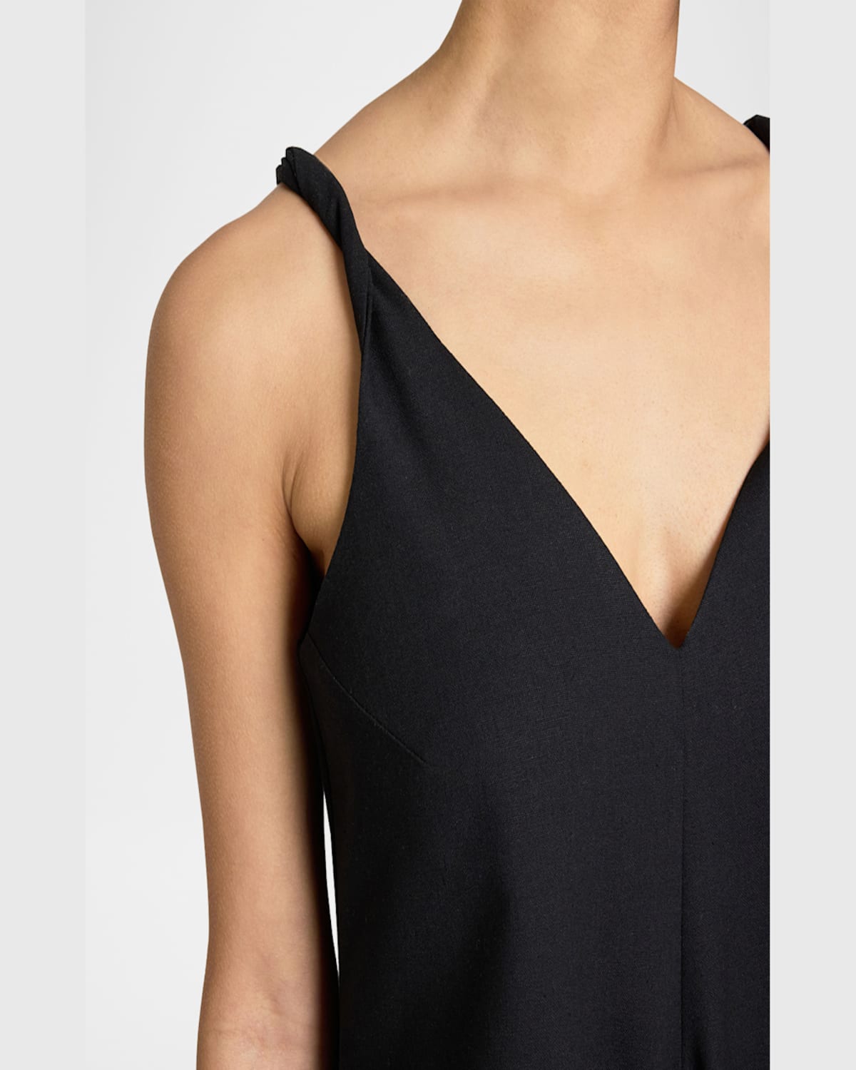Santorelli Kourt Asymmetric Sleeveless Linen Blend Midi Billow Dress
